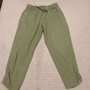 Rewash Linen Blend Jogger Pants Olive Green Size L